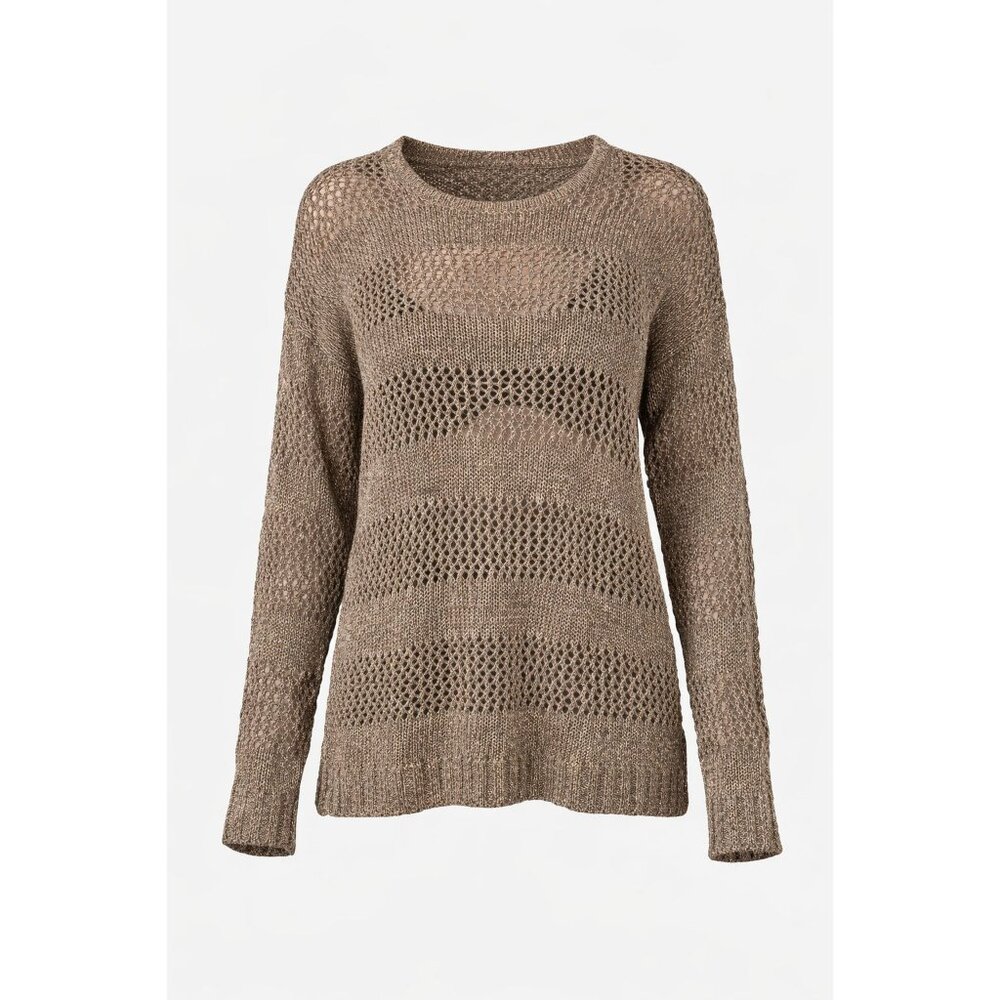 Vintage 525 America Sweater Loose Knit Round Neck Long Sleeve Brown Size L